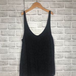 Black Americans Eagle Floral Lace Tank Top